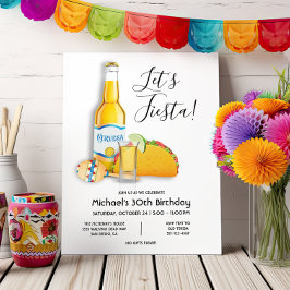 Låt oss Fiesta Öl tequila shot taco Födelsedagsinb Inbjudningar