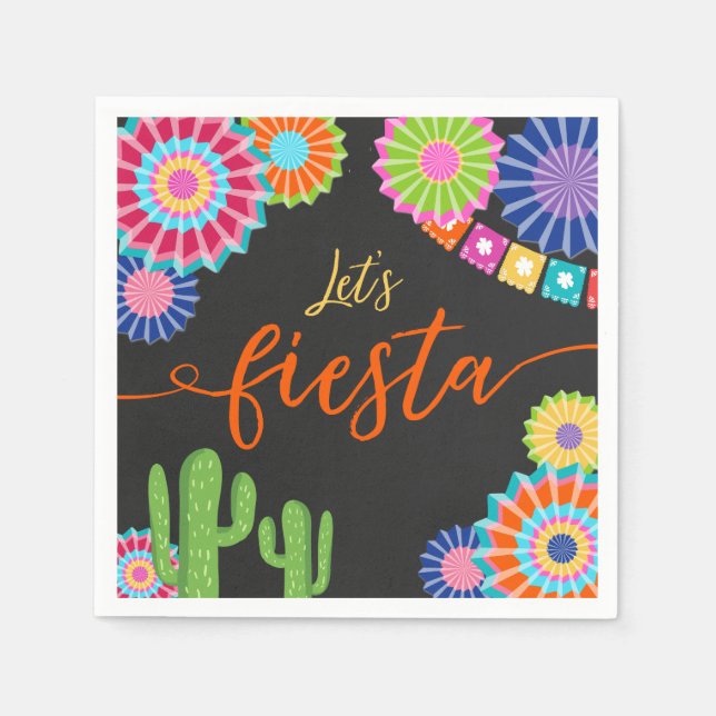 Låt oss fiesta Pappersservett Mexican Cactus Blomm (Framsidan)