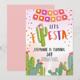 Låt oss Fiesta Party mexikanska Cactus Vuxen födel Inbjudningar