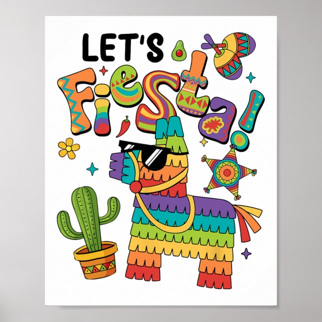 Låt oss Fiesta Pinata Cinco De Mayo Party Mexican  Poster (Framsidan)