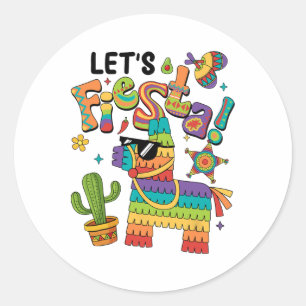 Låt oss Fiesta Pinata Cinco De Mayo Party Mexican Runt Klistermärke