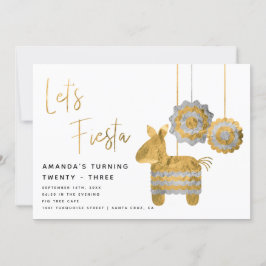 Låt oss Fiesta Piñata Faux Gold Foil-Vuxen Inbjudningar