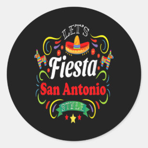 Låt oss Fiesta Shirt Drinking Party San Antonio Ci Runt Klistermärke