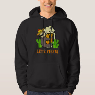 Låt oss Fiesta Sloth Beer Drinking Cinco De Mayo M Hoodie