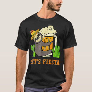 Låt oss Fiesta Sloth Beer Drinking Cinco De Mayo M T Shirt
