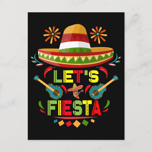 Låt oss fiesta sombrero glad Cinco De Mayo-fest Vykort (Framsida)