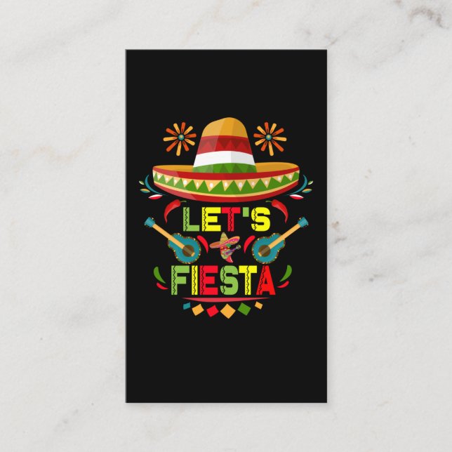 Låt oss Fiesta Sombrero Lycklig Cinco De Mayo Part Visitkort (Framsida)