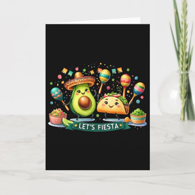 Låt oss fiesta Taco Avocado Rollig Cinco De Mayo M Kort (Framsida)
