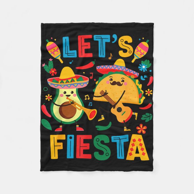 Låt oss fiesta taco avokado rolig cinco de mayo fleecefilt (Framsidan)