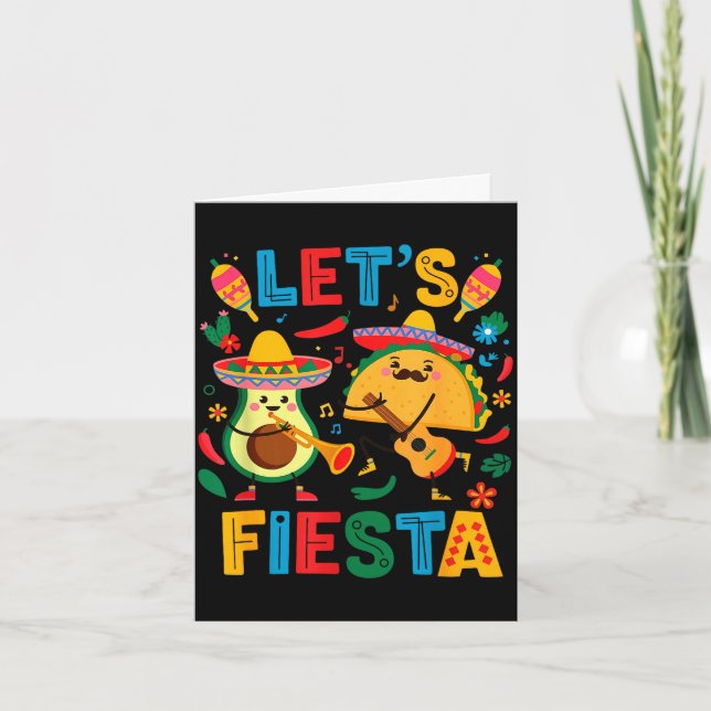 Låt oss fiesta taco avokado rolig cinco de mayo kort (Framsida)