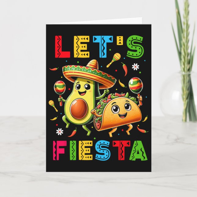 Låt oss fiesta taco avokado rolig Cinco De Mayo me Kort (Framsida)