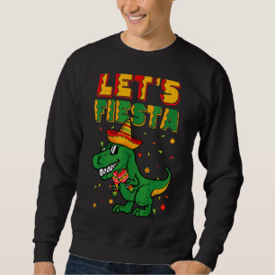 Låt oss Fiesta Trex Dino Cinco De Mayo Boy Kid Tod Lång Ärmad Tröja