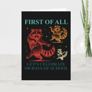 Låt oss fira 100 dagars skola Söt tvättbjörn Kort
