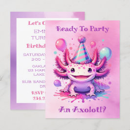 Låt oss fira Axolotl Flickans Födelsedagsfest Vykort