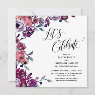 Låt oss fira blomstrande Script Bold blommor Inbjudningar