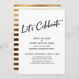 Låt oss fira Bröllopsfest + Guld rand Inbjudningar
