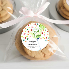 Låt oss fira förlovningsfest souvenir runt klistermärke