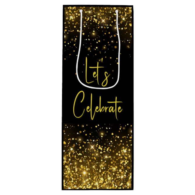 Låt oss fira Glam Gold Glitter Wine Tote (Framsidan)