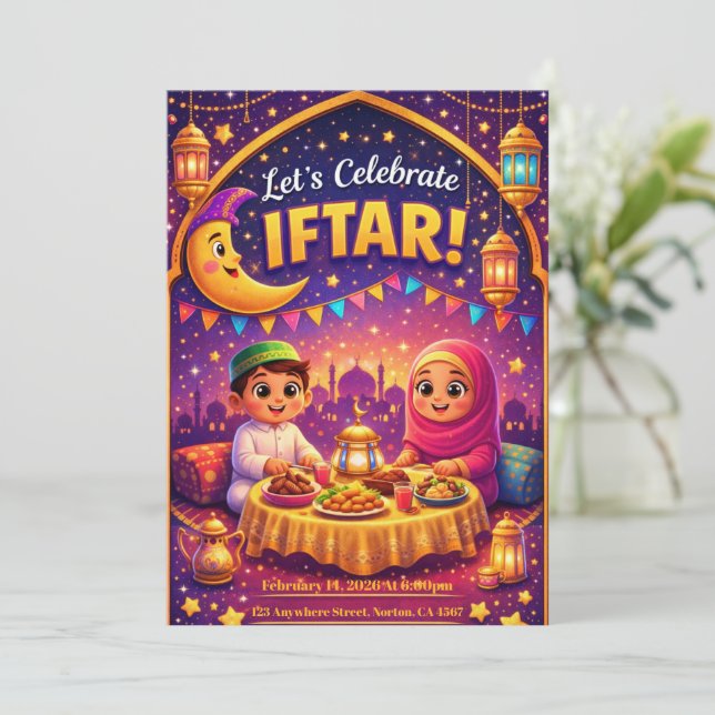 Låt oss fira Iftar! Lekfull Ramadan-inbjudan Inbjudningar (Stående Fram)