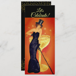 Låt oss fira Målad Champagne Dam Inbjudan