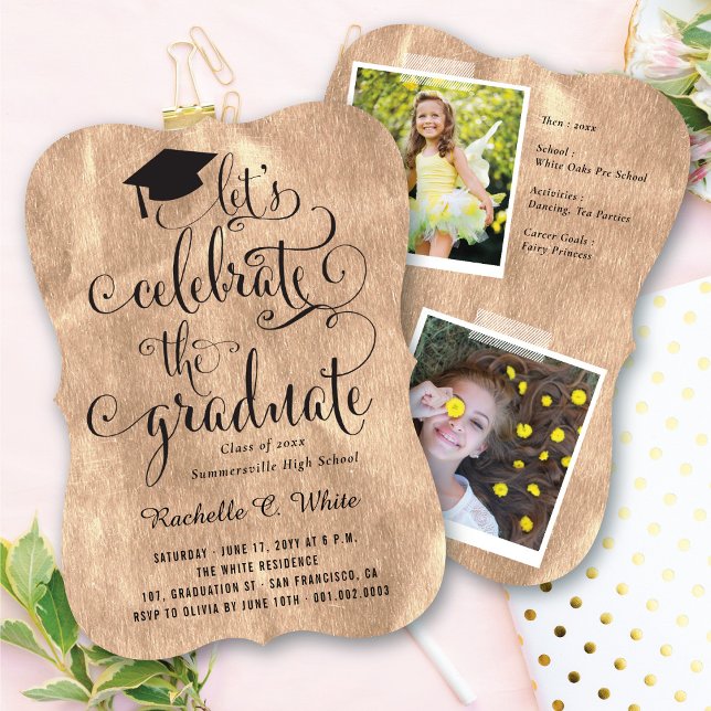 Låt oss fira The Graduate Rose Gold Studentfirande Inbjudningar (Skapare uppladdad)