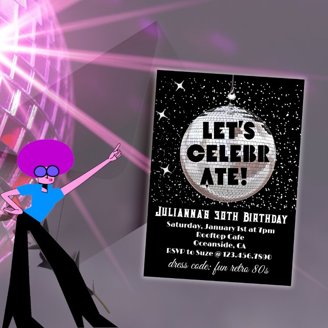 Låt oss Firate Retro 80-årsjubileum Inbjudningar (Let's Celebrate 30th Birthday Invitations)