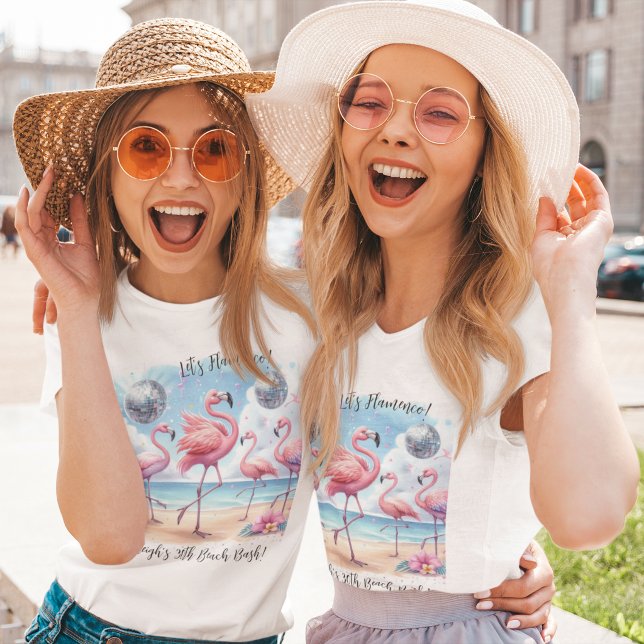 Låt oss Flamenco! Födelsedags Beach Bash Minnes  T Shirt (Skapare uppladdad)