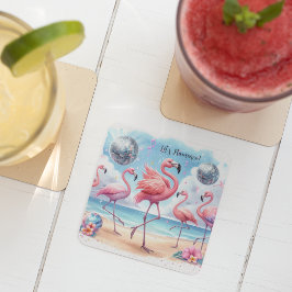 Låt oss Flamenco! Födelsedags Beach Bash Underlägg Papper Kvadrat