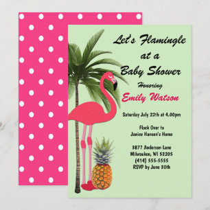 Låt oss Flamingle Baby Shower Pineapple, Dots Inbj Inbjudningar