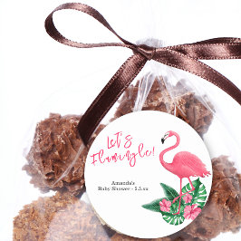 Låt oss Flamingle! Baby Shower Runt Klistermärke