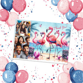 Låt oss Flamingle Beach Birthday Bash Photo Tack Kort
