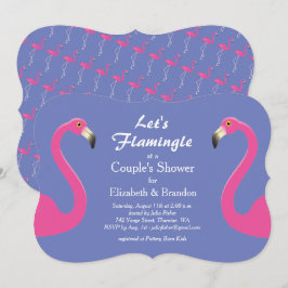 Låt oss Flamingle Couples Shower Inbjudan - lila