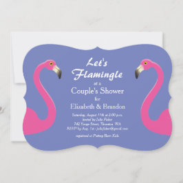 Låt oss Flamingle Couples Shower Inbjudan - lila