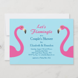 Låt oss Flamingle Couples Shower Inbjudan ljusblå 