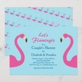 Låt oss Flamingle Couples Shower Inbjudan ljusblå 