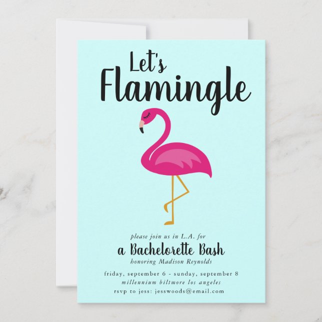 Låt oss Flamingle Flamingo Bachelorette Party Inbjudningar (Framsida)