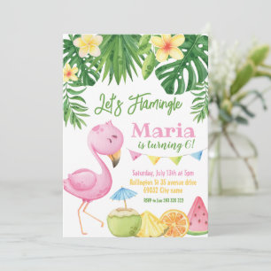 Låt oss Flamingle Flamingo Birthday-inbjudan Inbjudningar
