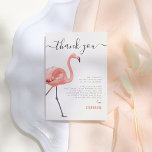 Låt oss Flamingle | Flamingo Birthday Tack<br><div class="desc">Ett tack-kort som matchar vår "Låt oss Flamingle" | Modern Flamingo Födelsedagsfest-inbjudan. Den här designen har "tack" i roligtens skript, med en söt röd flamingo på ena sidan av kortet. På högerna finns det ett tackmeddelande för anpassningsbarna som kan redigeras eller tas bort efter dina behov. Kort på andra sidan...</div>