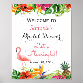 Låt oss Flamingle Flamingo Bröllopsduschskylt Poster
