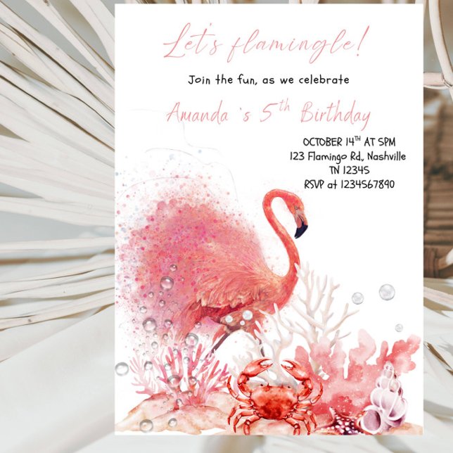 Låt oss Flamingle! Flamingo Födelsedagsfest Inbjudningar (Skapare uppladdad)