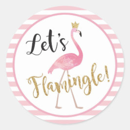 Låt oss Flamingle! Flamingo Sticker Runt Klistermärke