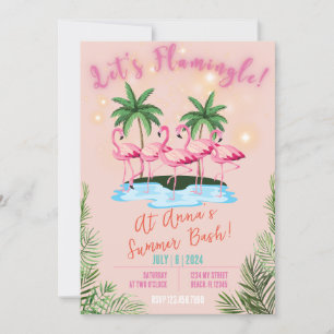 Låt oss Flamingle! Flamingo Theme Summer Bash Inbj Inbjudningar