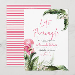 Låt oss Flamingle Flamingo Tropical Baby Shower Inbjudningar