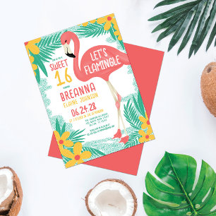Låt oss Flamingle Flamingo Tropical Blommigt Sweet Inbjudningar