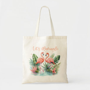 "Låt oss Flamingle" Flamingos Tote Bag Tygkasse