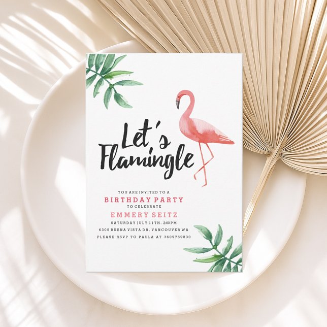 Låt oss Flamingle Födelsedagsfest inbjudan (Skapare uppladdad)