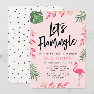 Låt oss Flamingle FÖDELSEDAGSFEST INBJUDAN