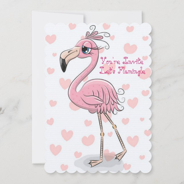 Låt oss Flamingle-Födelsedagsfest Inbjudningar (Baksida)