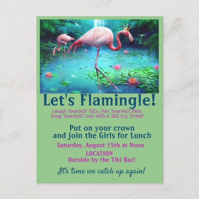 Låt oss Flamingle! Girl Lunch (eller spelar ingen  Vykort (Framsida)