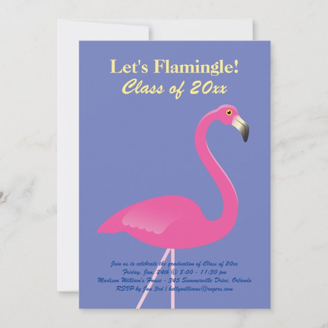 Låt oss Flamingle! Klass 2019 Party - Lila Inbjudningar (Framsida)